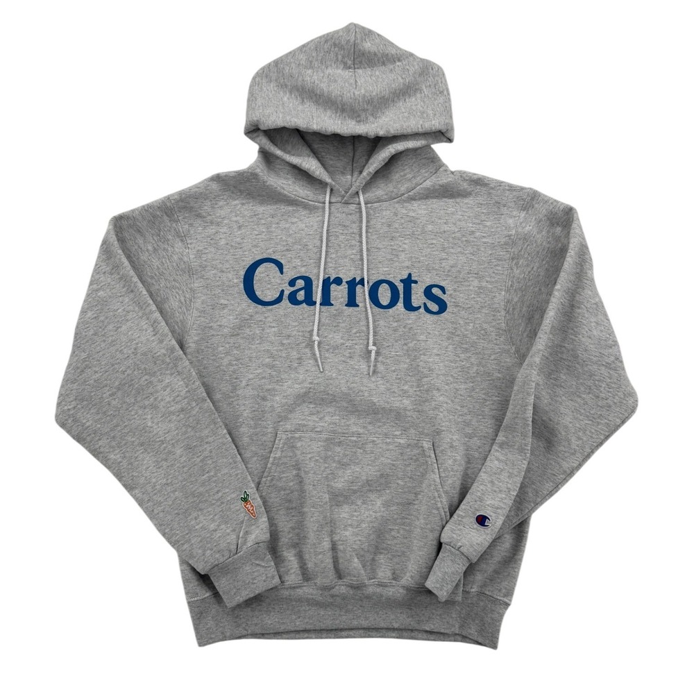 Champion Carrots Hoodie Mens Medium Grey Graphic Sweatshirt Excellent Streetwear